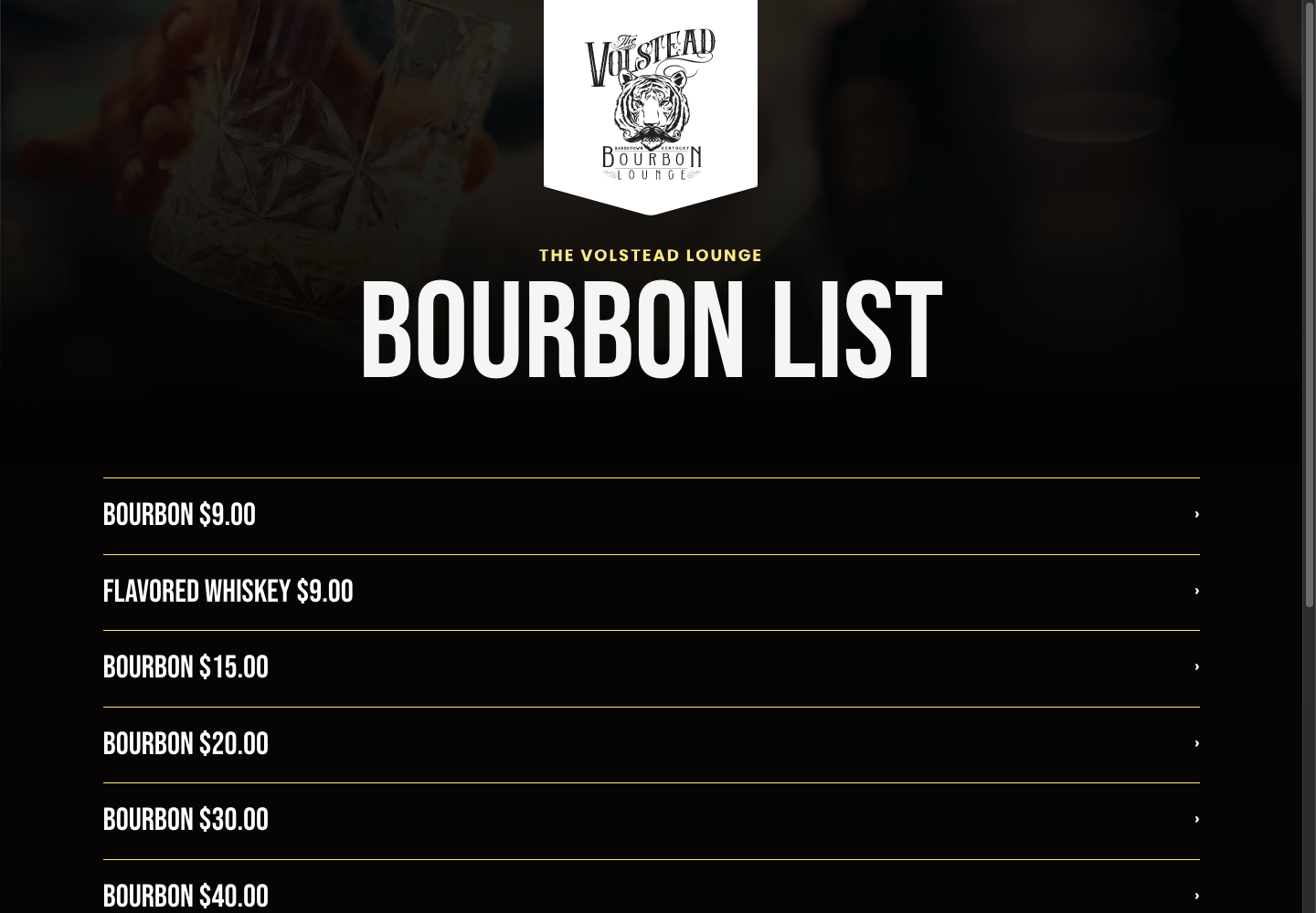 Screenshot of Volstead Bourbon