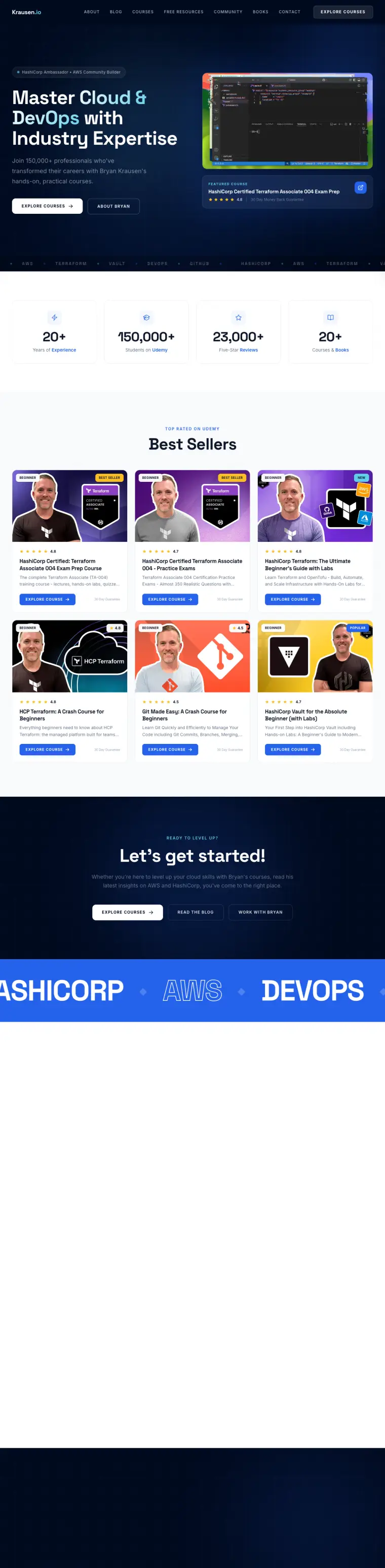 The Bryan Krausen website, full page