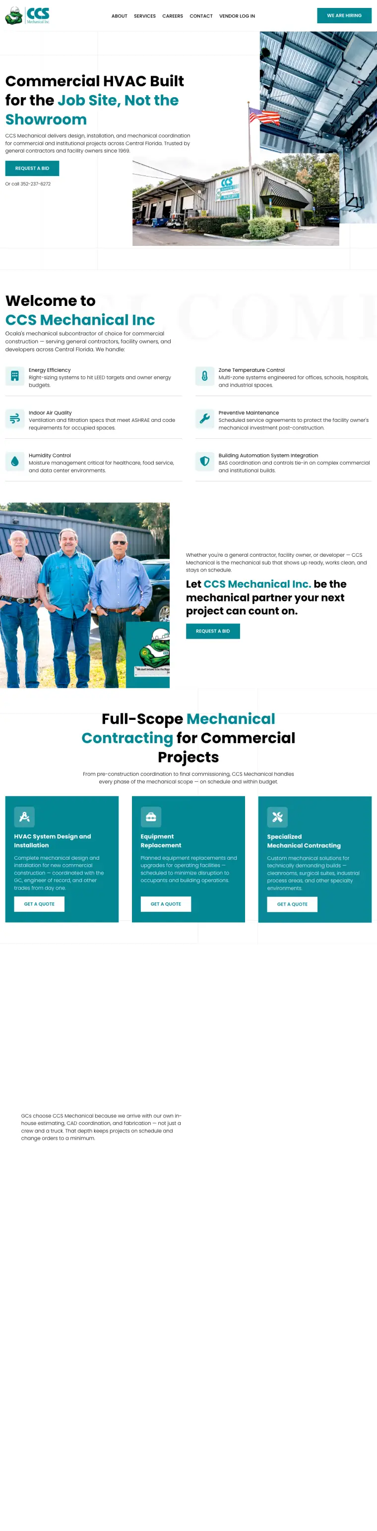 The CCS Mechanical website, full page