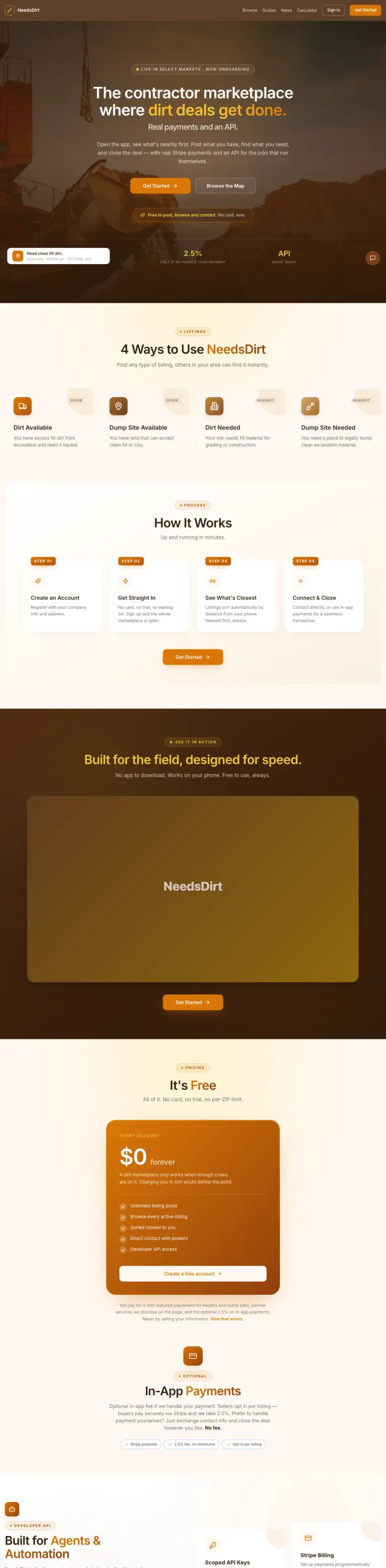 The NeedsDirt website, full page