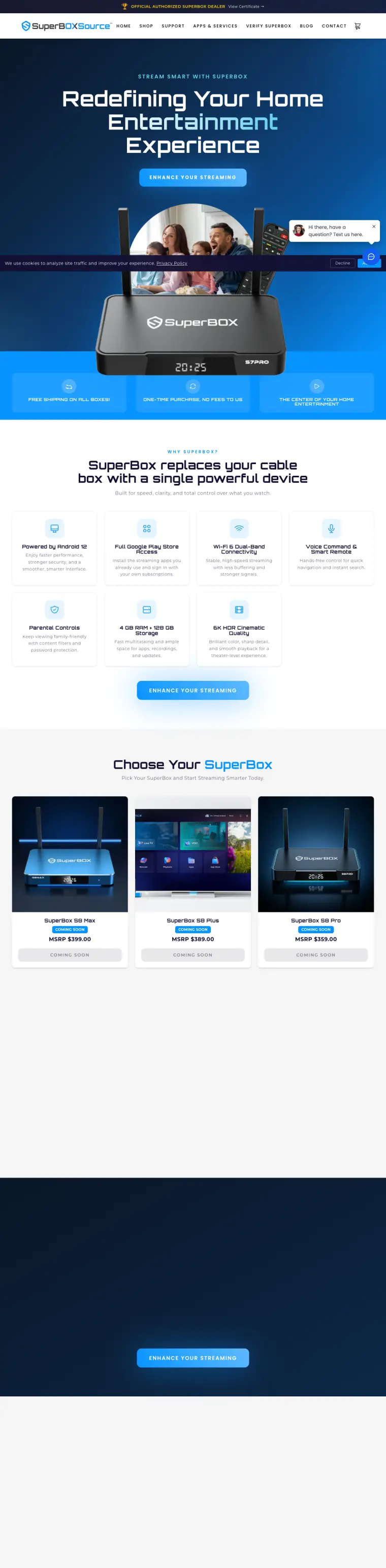 The SuperBox Source website, full page