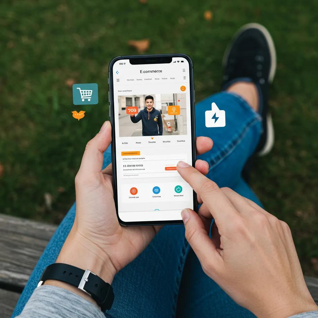 A mobile phone displaying an e-commerce website with thumb-friendly navigation, underscoring the vital importance of mobile-first design for your business to bloom.